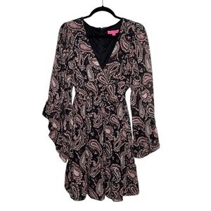 Betsey Johnson womens 8 midi bambi bell sleeves paisley print dress witchy vamp